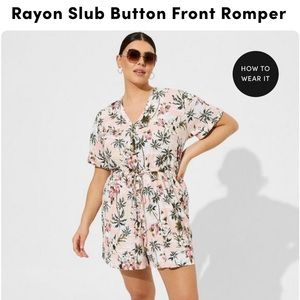 Torrid Rayon Button Front Romper, Torrid Size 0, Women’s Large/ 12.
